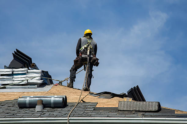 Professional Roofing technician working in Skyforest, CA